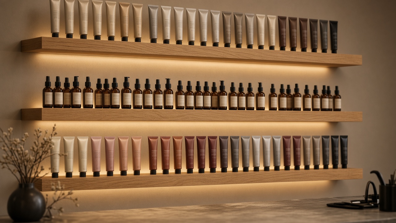 Retail on the shelf. Colour and care in the back.